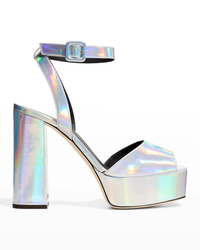 Metropolis Metallic Ankle-Strap Platform Sandals